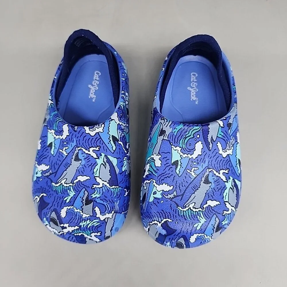 Toddler Boys' Size 7 Rowan Slip On Round Closed Toe Blue Water Shoes Cat & Jack